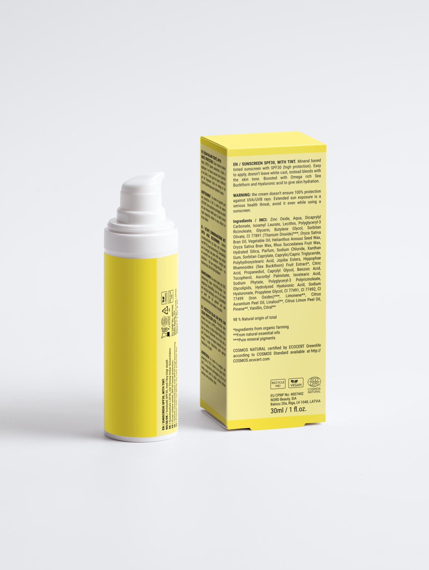 Sunscreen SPF30, with tint, 30 ml