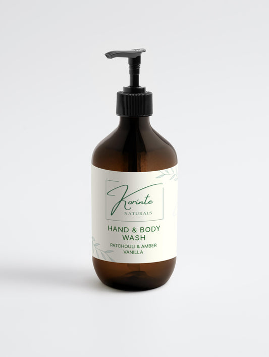 Hand & Body Wash, Patchouli & Amber Vanilla, 490 ml