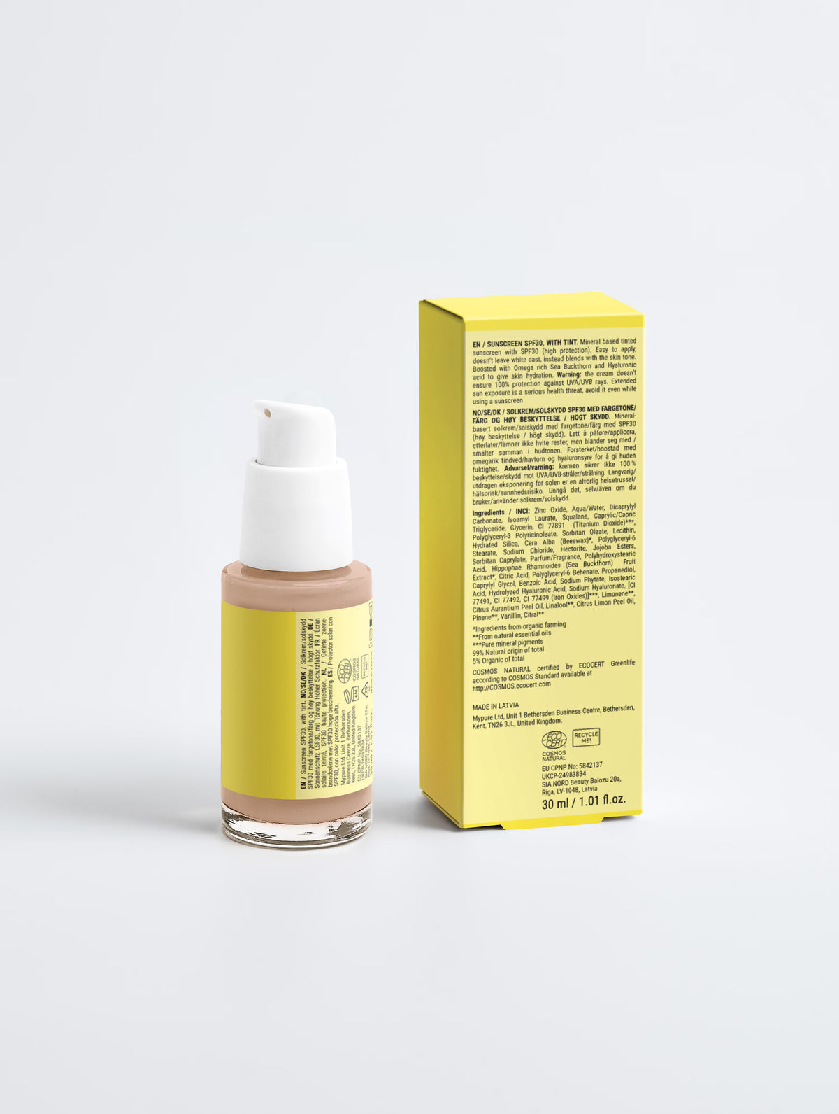 Sunscreen SPF30, with tint, 30 ml